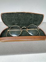 Eyeglasses inside open hard case, full view