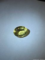 Top view of faceted lemon citrine showing oval shape and color