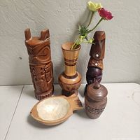 Group shot of all five wooden items