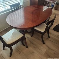 Table and chairs overview showing finish and style