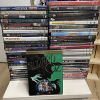 Full view of three DVD stacks with The Wizard of Oz displayed