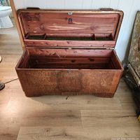 Open Lane cedar chest showing cedar-lined interior and tray