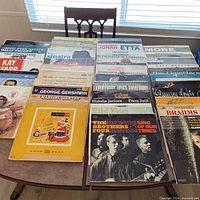 Overall view of collection spread on table