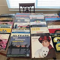 Wide shot of entire group of LPs on table