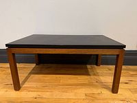 full frontal view of oak coffee table