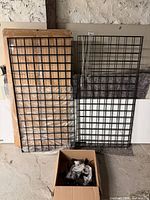 four grid panels, boxed panel, hooks in cardboard box