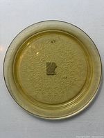 Top view of round amber glass platter