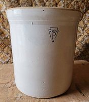 Full view of crock showing keystone "YORK P" mark and overall exterior