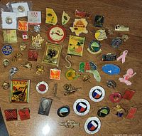 All pins spread out on tabletop