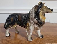 Left side view of ceramic collie figurine