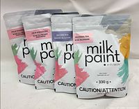 Front view of all four Fusion Milk Paint pouches showing assorted colors and 330 g weight