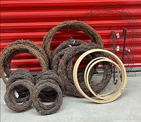 Group shot showing various grapevine wreaths, MDF rings, wire frames and door hangers