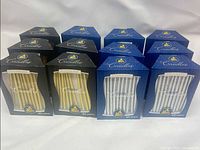 Front view of all 12 Ner Mitzvah candle boxes