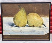 Full view of framed Manet pear still life print