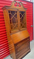 Full view of secretary desk with bookcase hutch