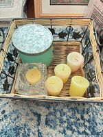 Overall view of basket, jar, candles and holder
