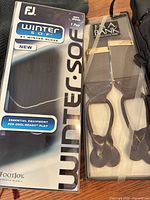 Boxed FootJoy WinterSof gloves and boxed Jos. A. Bank suspenders