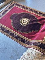 Full view of rug showing design and colors