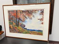 Framed landscape painting front view