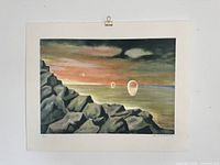 Full view of unframed lithograph showing artwork and sheet