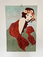 Full view of lithograph showing image, colors, unframed state