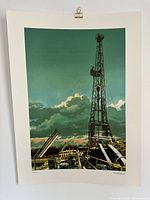 Full view of serigraph showing oil rig image on paper