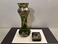 Loetz vase and Galle lidded box together