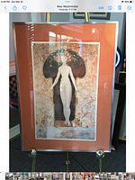 Full shot of framed Leonor Fini print on easel