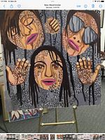 Front view of full oil painting on easel