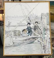 Full view of framed oil painting