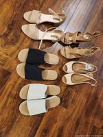 All six pairs laid out on wood floor