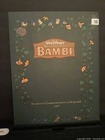 Front of folder showing Walt Disney’s Masterpiece Bambi exclusive commemorative lithograph 1997