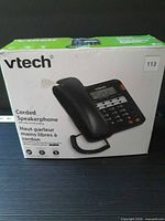 Front of VTech corded speakerphone retail box