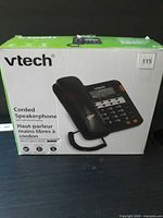 Front of VTech corded speakerphone retail box