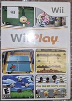 Front of Wii Play game case showing cover art and rating