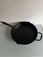 Top view of Lagostina cast iron skillet showing overall condition