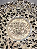 Top view of pierced filigree trinket dish showing full design