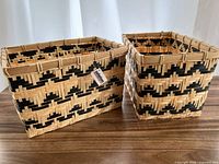 Both baskets side by side showing weave pattern and tags