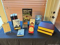 Tabletop overview showing all books and National Geographic slipcases