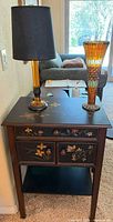Accent table, lamp and vase together