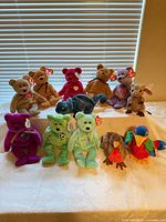 All 12 Ty Beanie Babies arranged in two rows