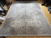 Full view of cream oriental area rug