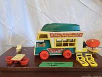 Full camper RV with accessories arranged