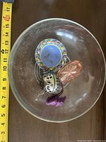 Overhead view of all four items inside glass bowl