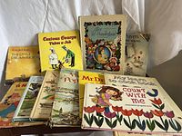 Group shot showing all vintage children’s books standing and lying flat