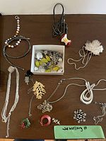 Overall lot laid out showing all jewellery pieces