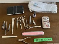 overview of both closed cases, loose tools, polish and slippers