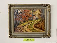 Framed Hap Chesher oil painting on wall with 20x16 label visible