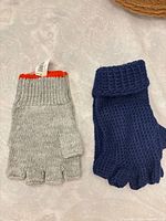 Top view of both pairs of fingerless gloves