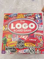 Front of The Logo Board Game box displaying branding and logos